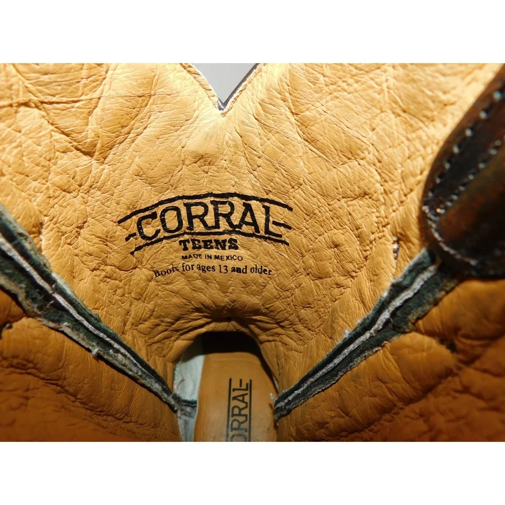 Corral Teens Metallic Bronze Embroidered Western Cowboy Boots Size‎ 2.5